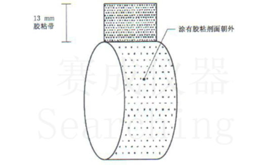 濟(jì)南賽成VOC-01環(huán)形初粘儀測(cè)試時(shí)，將膠帶式樣彎轉(zhuǎn)成如圖這樣的環(huán)形試樣，有膠面朝外